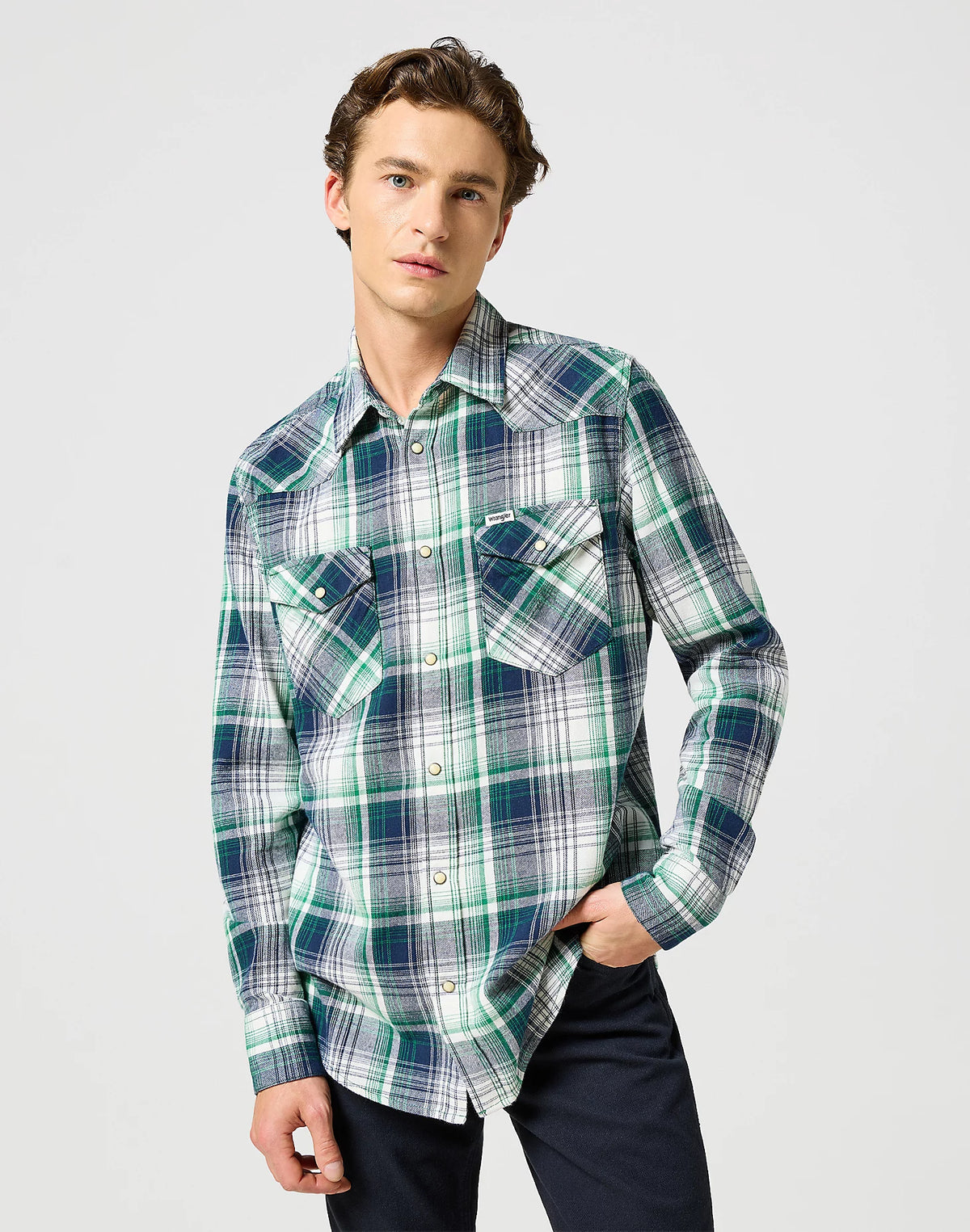 Wrangler Western Shirt Green/Blue